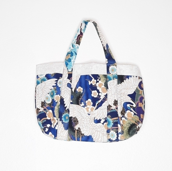 Vintage Handmade Fabric Bird Print Bag - Picture 3 of 4